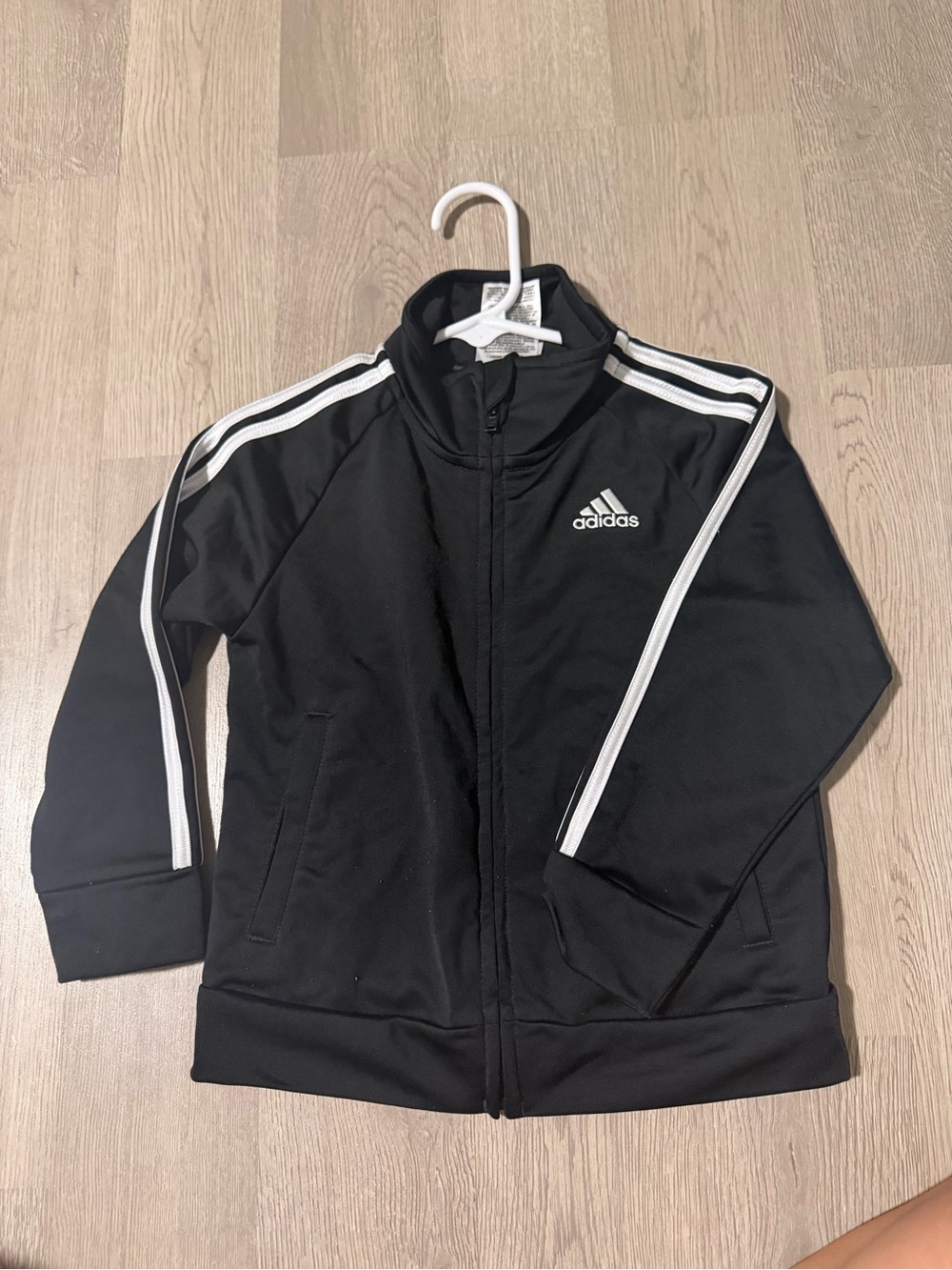 adidas Black Track Jacket with White Stripe Accents